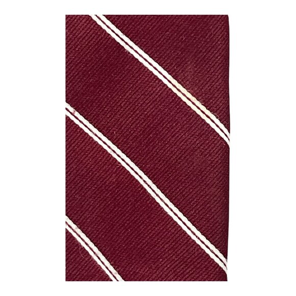 Pierre Cardin 1980s Burgundy Striped Necktie Men’s Vintage Polyester Tie - Picture 3 of 6